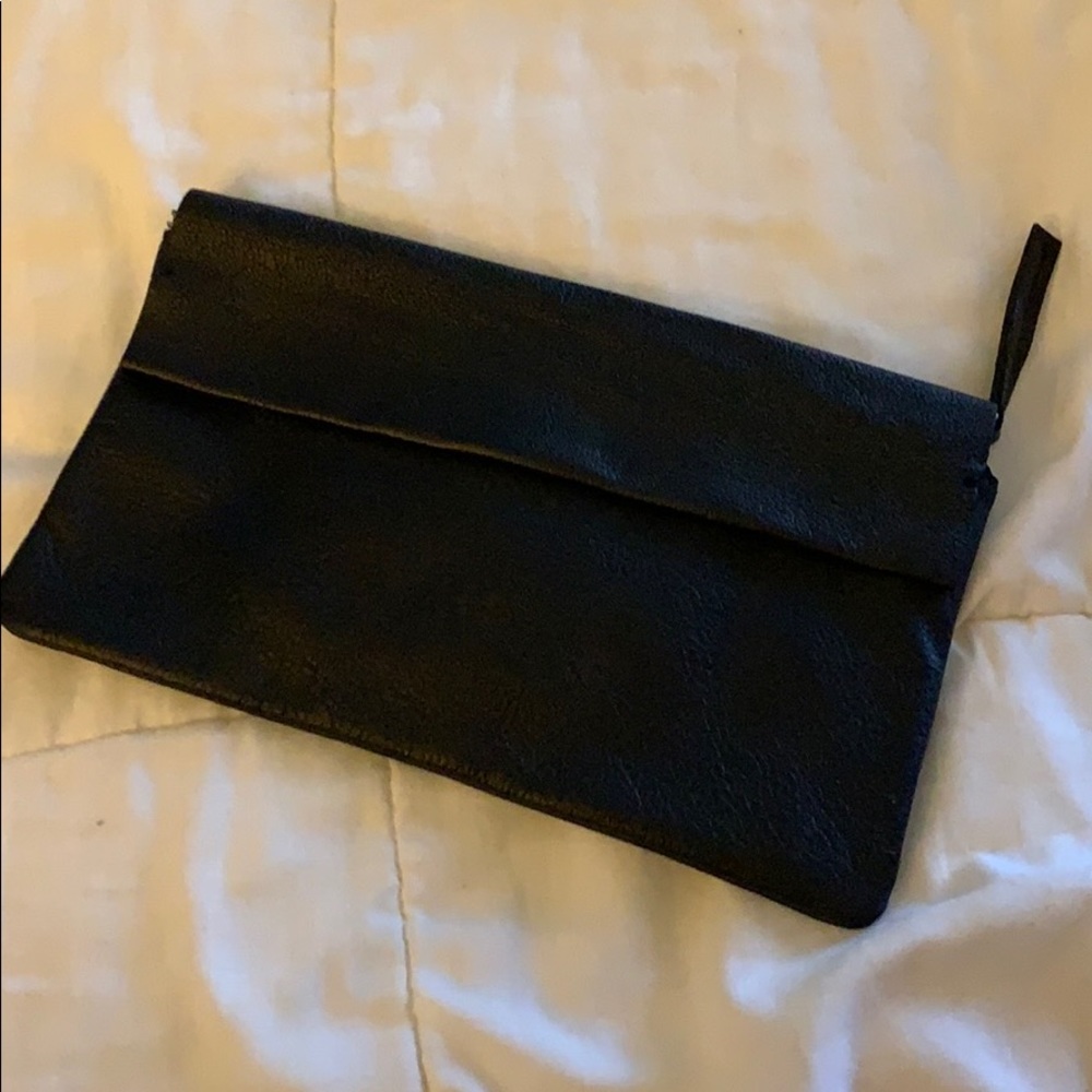 ASOS black faux leather clutch purse